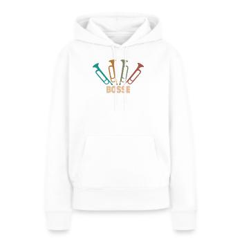 Prénom Bosse - Sweat à capuche Premium bio Femme - blanc - Devant - Julia (174cm)