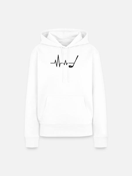 Herzschlag Golf Motiv Design - Frauen Premium Bio Hoodie - Weiß