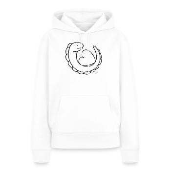 Echse mit Herz – Gecko, Liebe & Schutzsymbol - Frauen Premium Bio Hoodie - Weiß - Vorne - Julia (174cm)