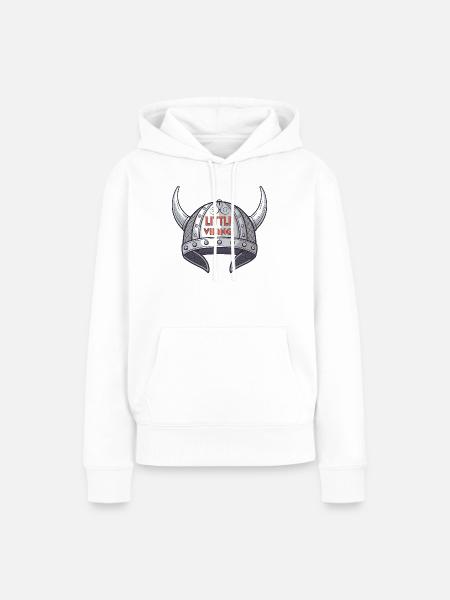 Kleiner Wikingerhelm - Frauen Premium Bio Hoodie - Weiß