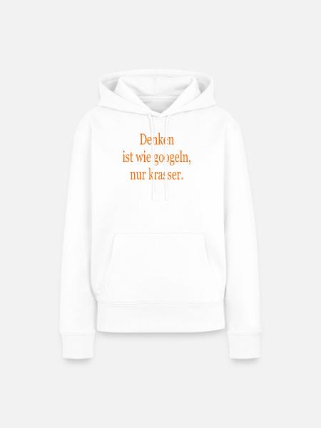 Denken - Frauen Premium Bio Hoodie - Weiß