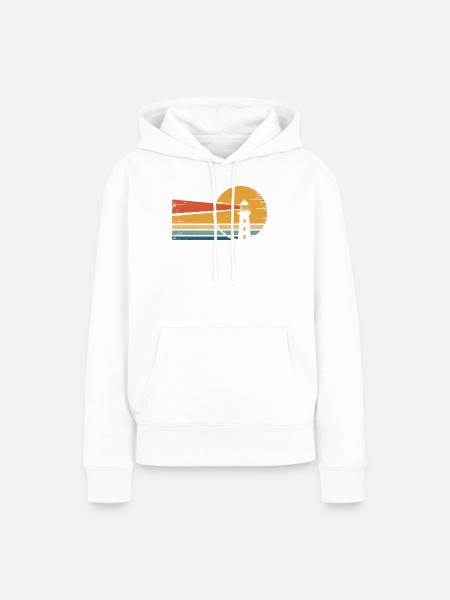 Leuchtturm Retro-Sonnenuntergang - Frauen Premium Bio Hoodie - Weiß