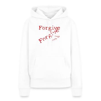 Vergebung in roter Typografie - Frauen Premium Bio Hoodie - Weiß - Vorne - Julia (174cm)