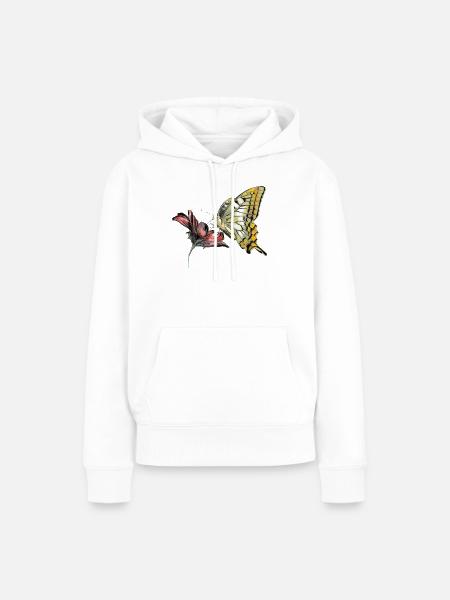 Schmetterling an Blüte - Frauen Premium Bio Hoodie - Weiß