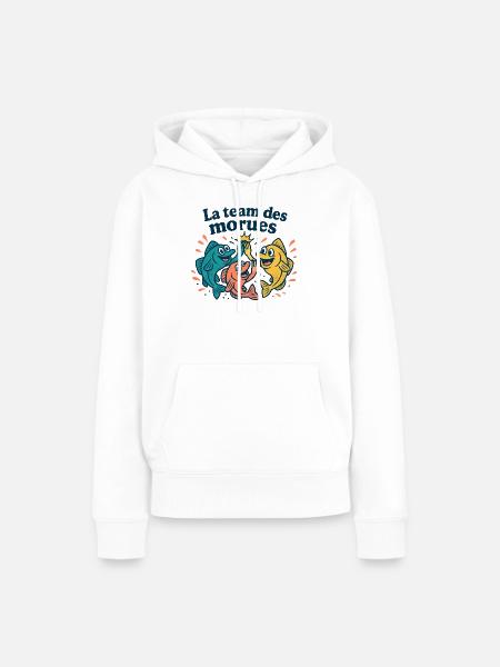 Farbiges Kabeljau-Team - Frauen Premium Bio Hoodie - Weiß