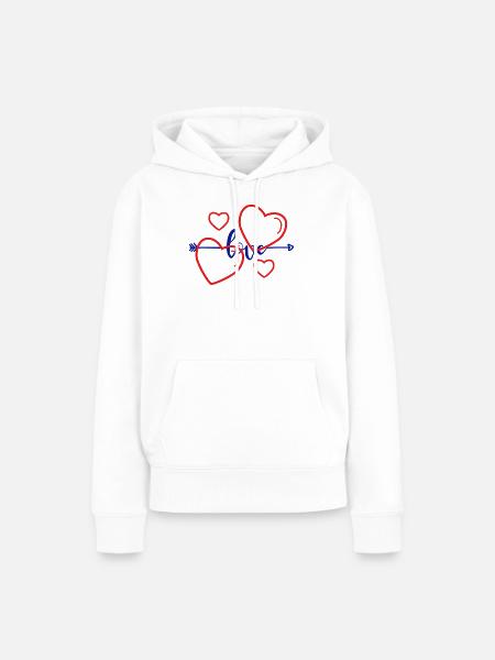 Herz und Liebe - Frauen Premium Bio Hoodie - Weiß