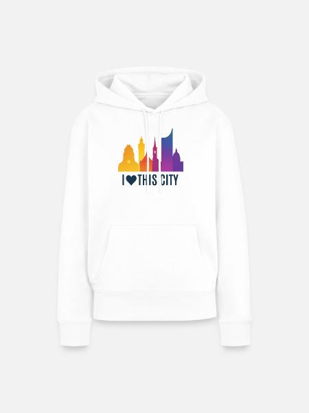Herzstadt Skyline Gradient - Frauen Premium Bio Hoodie - Weiß