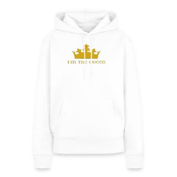 Je suis la reine - Sweat à capuche Premium bio Femme - blanc - Devant - Julia (174cm)
