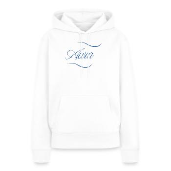 Aura Eleganz Schriftzug - Frauen Premium Bio Hoodie - Weiß - Vorne - Julia (174cm)