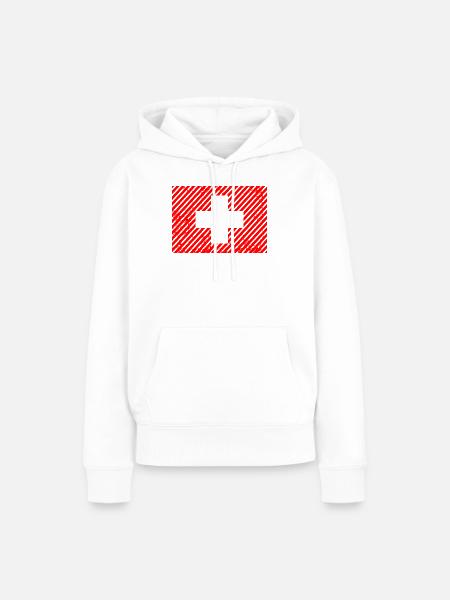 Schweizer Flagge Retro - Frauen Premium Bio Hoodie - Weiß