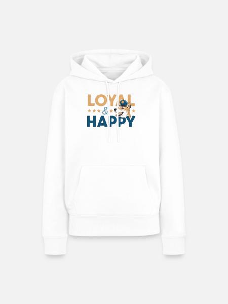 Loyale & Glückliche Grafik - Frauen Premium Bio Hoodie - Weiß