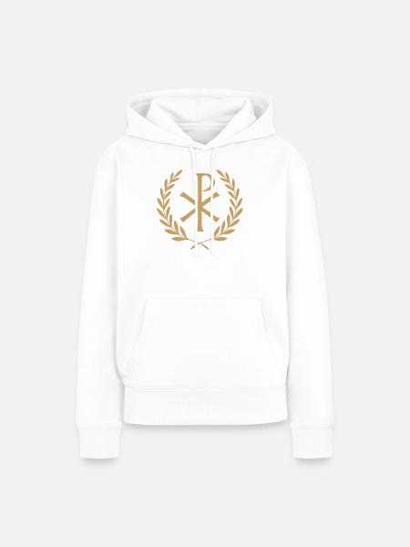 Chi-Rho Kranz Symbol - Frauen Premium Bio Hoodie - Weiß