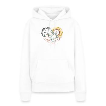 L’aventure vous attend – Inspiré par les affiches de voyage des années 70 - Sweat à capuche Premium bio Femme - blanc - Devant - Julia (174cm)
