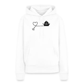 Papierboot Skizze – Segelboot mit Anker und Schnur - Frauen Premium Bio Hoodie - Weiß - Vorne - Julia (174cm)