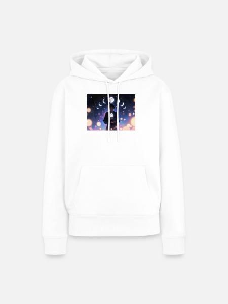 Mondphasen Mystik Träumer - Frauen Premium Bio Hoodie - Weiß