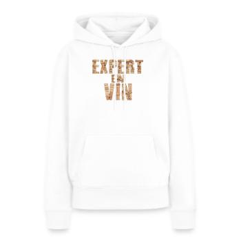 Expert en Vin – Design en bouchons de vin - Sweat à capuche Premium bio Femme - blanc - Devant - Julia (174cm)