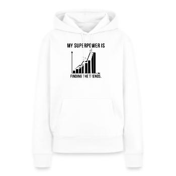 Trend-Superpower: Trends finden - Frauen Premium Bio Hoodie - Weiß - Vorne - Julia (174cm)