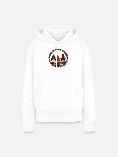 Wichtel im Weihnachtskranz - Frauen Premium Bio Hoodie - Weiß