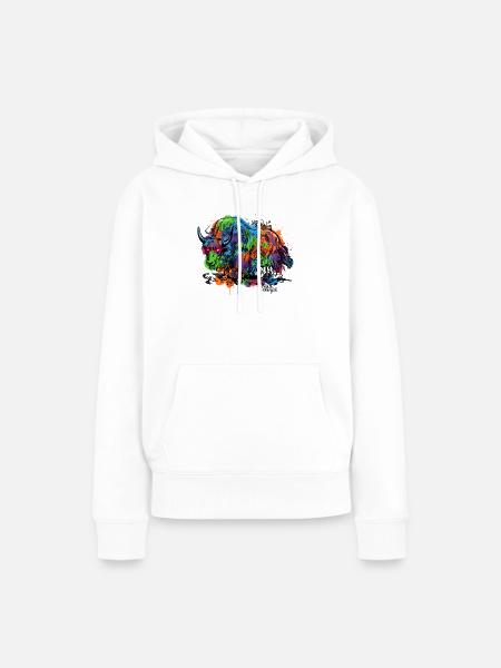 Regenbogenyak Graffiti Muster - Frauen Premium Bio Hoodie - Weiß