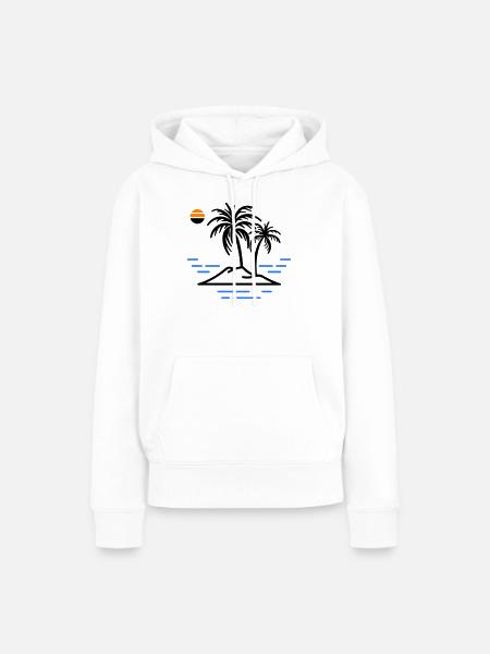 Palmen Insel - Frauen Premium Bio Hoodie - Weiß