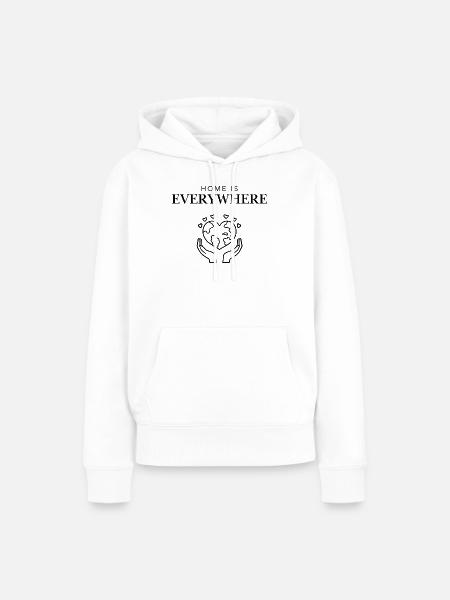 Home_Is_Everywhere_icon_black - Frauen Premium Bio Hoodie - Weiß