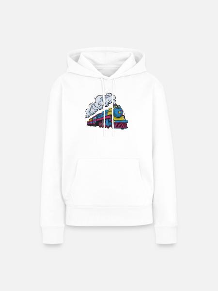 Dampflokomotive Farbexplosion - Frauen Premium Bio Hoodie - Weiß