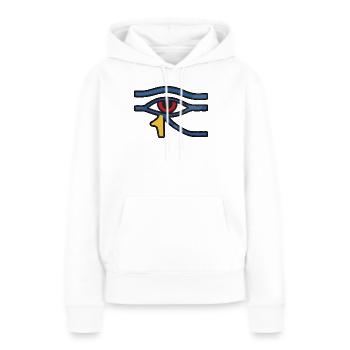 Oeil d’Horus Ligne Bleue - Sweat à capuche Premium bio Femme - blanc - Devant - Julia (174cm)