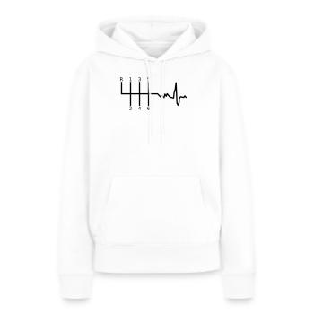 Gangschaltung mit Herzschlag - Frauen Premium Bio Hoodie - Weiß - Vorne - Julia (174cm)