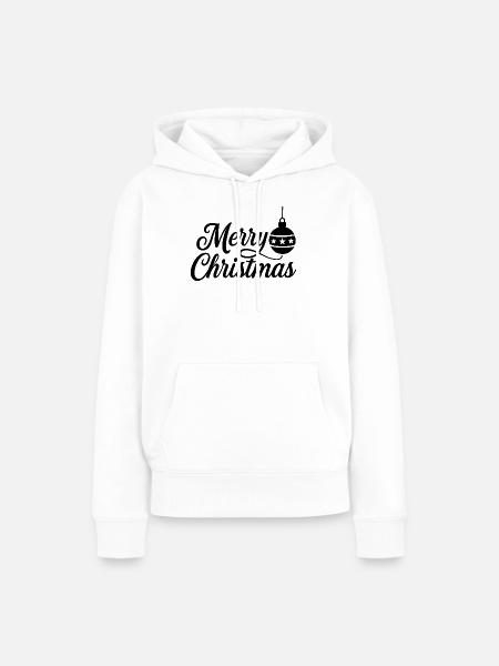Merry Christmas mit Weihnachtskugel - Frauen Premium Bio Hoodie - Weiß