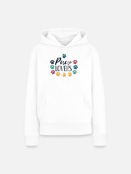 Pfotenliebhaber lieben bunte Tiere - Frauen Premium Bio Hoodie - Weiß