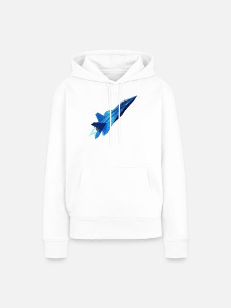 Blauer Geometrie Düsenjet - Frauen Premium Bio Hoodie - Weiß