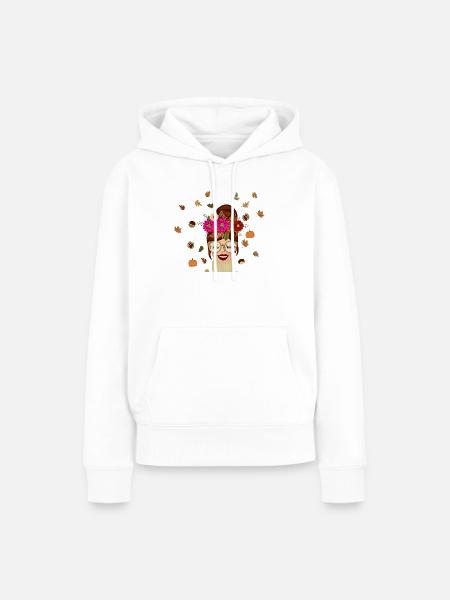 Herbstblüte Stirnband Porträt - Frauen Premium Bio Hoodie - Weiß