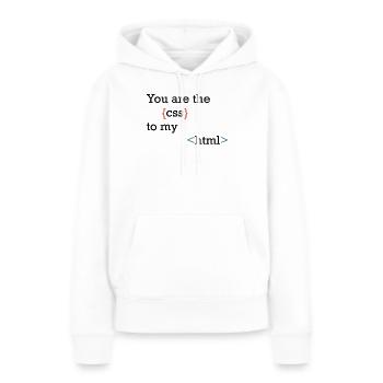 CodeSymbolik Geschweifte und Winkel - Frauen Premium Bio Hoodie - Weiß - Vorne - Julia (174cm)