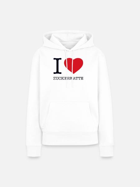 I love Zuckerwatte - Frauen Premium Bio Hoodie - Weiß