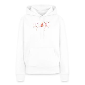 Chat - Battement de cœur - Sweat à capuche Premium bio Femme - blanc - Devant - Julia (174cm)