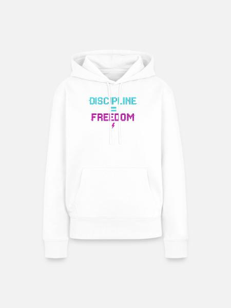 Disziplin Gleich Freiheit Pixelkunst - Frauen Premium Bio Hoodie - Weiß