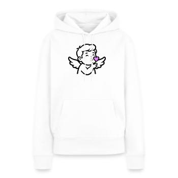 Süßer Amor Engel | Liebe & Valentinstag - Frauen Premium Bio Hoodie - Weiß - Vorne - Julia (174cm)