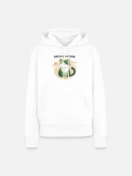 Moin moin - Katze mit Norddeutscher Begrüßung - Frauen Premium Bio Hoodie - Weiß
