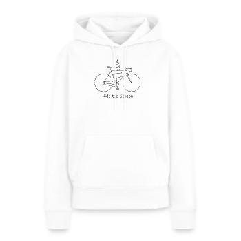 Dessin saisonnier du trait de vélo - Sweat à capuche Premium bio Femme - blanc - Devant - Julia (174cm)