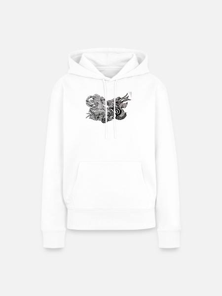 Schwarzweiß Fluss Blütenmuster - Frauen Premium Bio Hoodie - Weiß