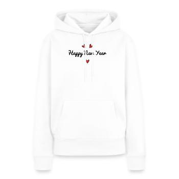 BONNE ANNEE. SAINT SYLVESTRE. NOUVELLE ANNÉE - Sweat à capuche Premium bio Femme - blanc - Devant - Julia (174cm)