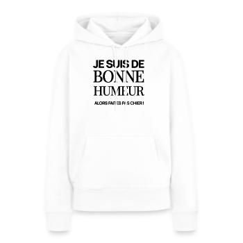 Je suis de bonne humeur - Sweat à capuche Premium bio Femme - blanc - Devant - Julia (174cm)