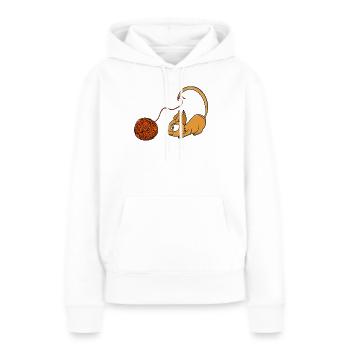 Un fil orange joueur qui poursuit un chat - Sweat à capuche Premium bio Femme - blanc - Devant - Julia (174cm)