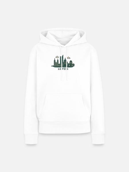 Leipzig Skyline - Frauen Premium Bio Hoodie - Weiß