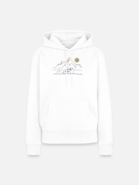 Fahrrad Bergmotiv - Frauen Premium Bio Hoodie - Weiß