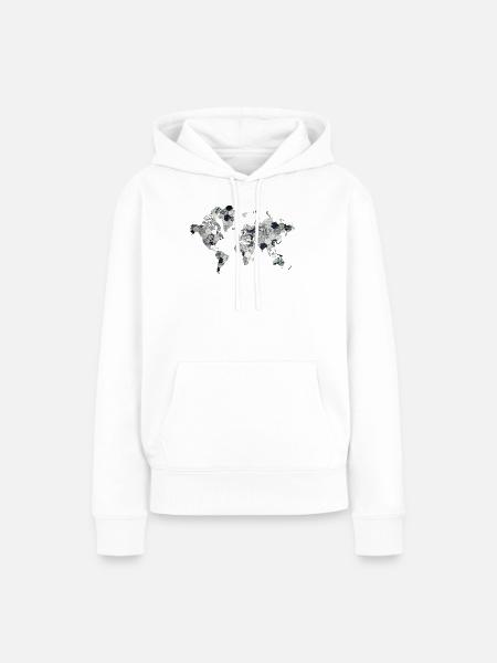 Weltkarte Mosaik-Design - Frauen Premium Bio Hoodie - Weiß