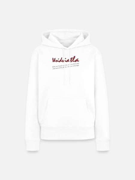Woidviatla Script Logo - Frauen Premium Bio Hoodie - Weiß