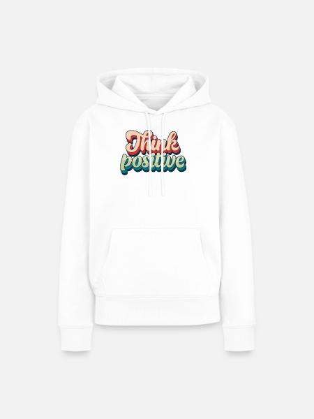 Think Positive Retro Script - Frauen Premium Bio Hoodie - Weiß