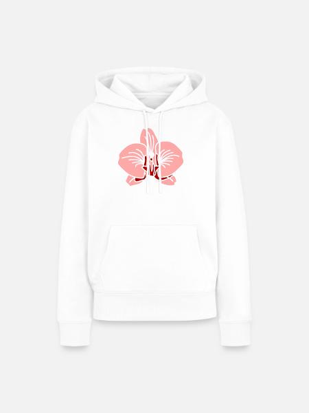 Pinke Orchidee Linienkunst - Frauen Premium Bio Hoodie - Weiß
