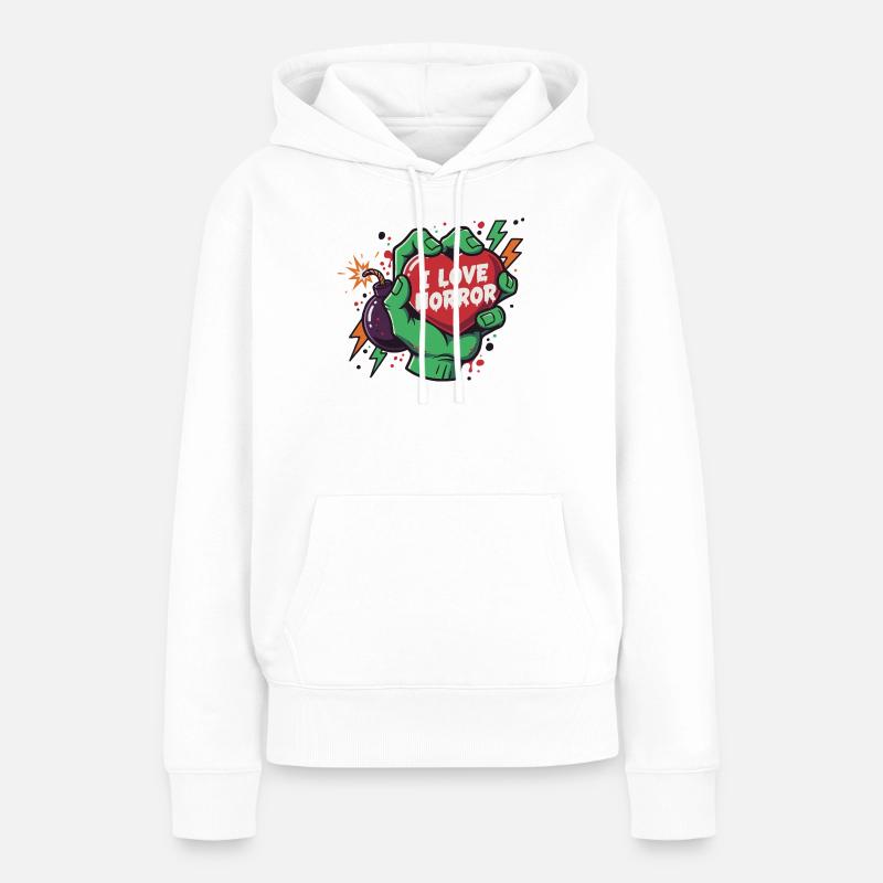 HorrorHeart dans la main de zombie - Sweat Ă capuche Premium bio Femme - blanc